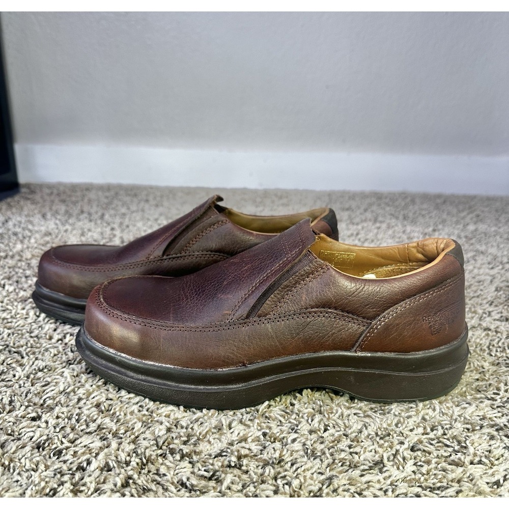 Red Wing Shoes Mens Size 7 Leather Brown Steel Toe Slip On Loafers #6647